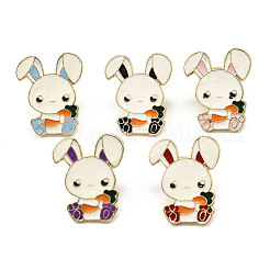 12Pcs 5 Colors Rabbit with Carrot Enamel Pins&nbsp;JEWB-A033-13G