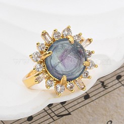 Sunflower Natural & Synthetic Gemstone Finger Rings&nbsp;RJEW-B113-03G