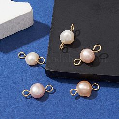 Natural Cultured Freshwater Pearl Connector Charms&nbsp;PALLOY-YW0001-52