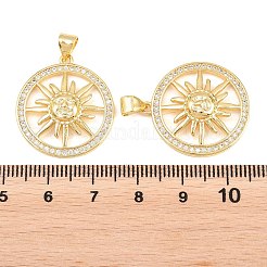 Brass Micro Pave Clear Cubic Zirconia Pendants&nbsp;KK-D232-18G-01