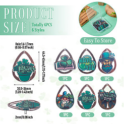 6Pcs 6 Styles Printed Acrylic Pendants&nbsp;OACR-TA0005-06