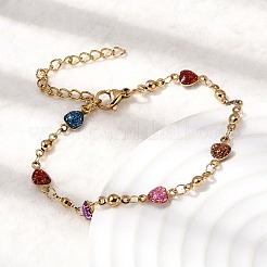 304 Stainless Steel Resin Link Chain Bracelets for Women&nbsp;BJEW-D452-01G