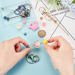 5Pcs 5 Style Metal Bar Beadable Keychain for Jewelry Making DIY Crafts&nbsp;KEYC-PH0001-96