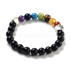 Chakra Round Natural Mixed Stone Beaded Stretch Bracelets&nbsp;BJEW-K251-05