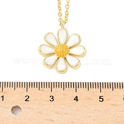 Brass White Enamel Flower Pendant Necklaces for Women&nbsp;NJEW-S449-07G