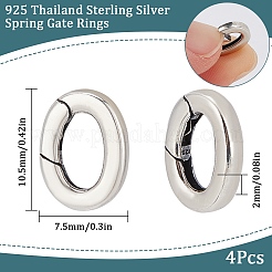 4Pcs 925 Thailand Sterling Silver Spring Gate Rings&nbsp;STER-SC0001-34