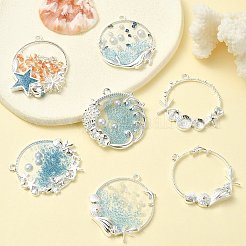 12Pcs 6 Styles Ocean Style Alloy Open Back Bezel Pendants&nbsp;FIND-YW0004-47