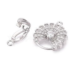 Brass Micro Pave Clear Cubic Zirconia Fold Over Clasps&nbsp;KK-Q074-18P