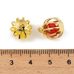 Iron Glass Bead Cage Pendants&nbsp;IFIN-N014-01G