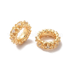 Brass Micro Pave Cubic Zirconia Rondelle European Beads&nbsp;KK-M242-03G