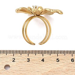 304 Stainless Steel Micro Pave Cubic Zirconia Cuff Open Rings for Women&nbsp;RJEW-P180-03G