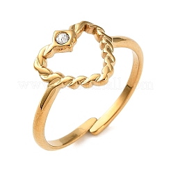 304 Stainless Steel Rhinestone Cuff Open Rings&nbsp;RB-CBAE630-01G-A