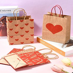12Pcs 5 Styles Valentine's Day Heart Printed Paper Bags&nbsp;CARB-FS0001-07
