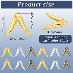 60Pcs 3 Colors  Tibetan Style Alloy Pendants&nbsp;FIND-SC0019-37