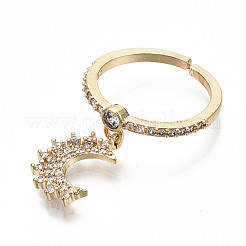 Brass Micro Pave Clear Cubic Zirconia Cuff Rings&nbsp;RJEW-S045-009G-NR