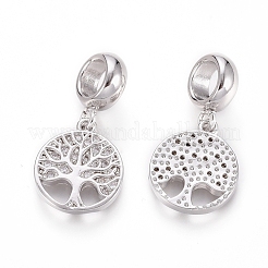 Brass Micro Pave Clear Cubic Zirconia European Dangle Charms&nbsp;X-OPDL-L016-05P