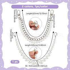 3Pcs 3 Styles Zinc Alloy ABS Imitation Pearl Strap Chains&nbsp;PURS-GA0001-02