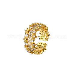 Brass Micro Pave Cubic Zirconia Cuff Rings for Women&nbsp;FS-WG742FB-01