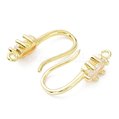 Brass Pave Clear Cubic Zirconia Earring Hooks&nbsp;KK-R149-20G