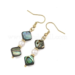 Abalone Shell/Paua Shell & Shell Pearl Bead Dangle Earrings&nbsp;EJEW-JE07322