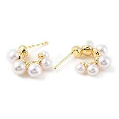 Plastic Pearl Beaded Half Round Stud Earrings&nbsp;EJEW-C060-05G