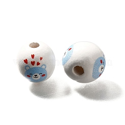 Valentine's Day Element Printed Wood Beads&nbsp;WOOD-R002-01-17