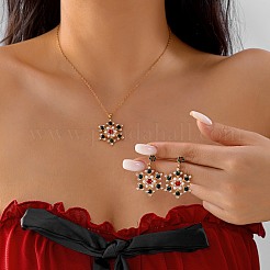 Alloy Rhinestone Snowflake Pendant Necklace & Stud Earrings Set for Women&nbsp;FS-WGDD9A4-01