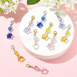 50Pcs Glass & Acrylic Star Pendant Decorations&nbsp;HJEW-FS00046
