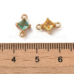 Brass Pave Cubic Zirconia Connector Charms&nbsp;ZIRC-P114-13KCG