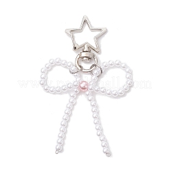 3Pcs 3 Colors Bowknot ABS Plastic Imitation Pearl Beaded Pendants Decoration&nbsp;HJEW-JM02992