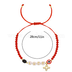 Word Lucky Glasss Beaded Braided Bead Bracelets&nbsp;ZN1507-1