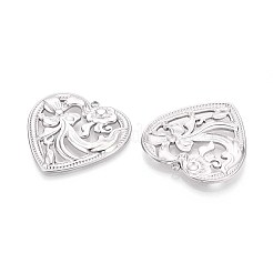 304 Stainless Steel Hollow Flower Heart Pendants&nbsp;STAS-T067-40P