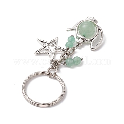 Star & Teapot Matural Green Aventurine Keychain&nbsp;HJEW-JM02038