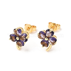 Brass Flower Stud Earrings&nbsp;EJEW-A135-10G