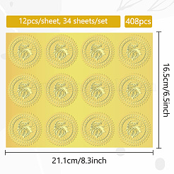34 Sheets Self Adhesive Gold Foil Embossed Stickers&nbsp;DIY-WH0509-017