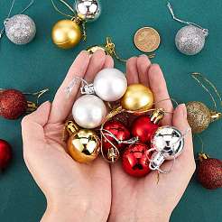 3 Boxes 3 Style Christmas Ball Plastic Ornaments&nbsp;AJEW-SZ0001-86