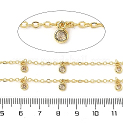 Brass Cubic Zirconia Cable Chains&nbsp;CHC-H112-02G-02