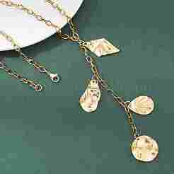 201 Stainless Steel Geometric Tassel 304 Stainless Steel Cable Chain Y Necklaces for Women&nbsp;NJEW-JN05593
