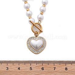 Ion Plating(IP) 304 Stainless Steel Crystal Rhinestone Heart Pendant Necklaces&nbsp;NJEW-P320-20G