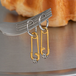 Two Tone 304 Stainless Steel Hoop Dangle Earrings for Women&nbsp;HI0362-2