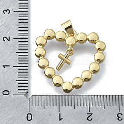 Heart with Cross Brass Pendants&nbsp;KK-V010-19G