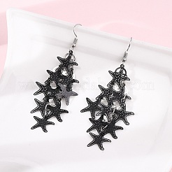 430 Stainless Steel Starfish Dangle Earrings&nbsp;EJEW-A137-11EB