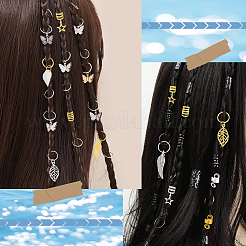 120Pcs 12 Styles Alloy & Iron Dreadlocks Hair Rings Decoration&nbsp;OHAR-SC0001-18B