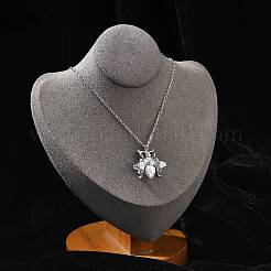 304 Stainless Steel & Plastic Pearl Bees Pendant Cable Chain Necklaces&nbsp;NJEW-U023-03P