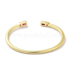 Brass Micro Pave Clear Cubic Zirconia Open Cuff Bangles&nbsp;BJEW-Z061-09B