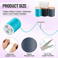 4 Rolls 4 Colors Round Waxed Polyester Cord&nbsp;YC-TA0001-21D