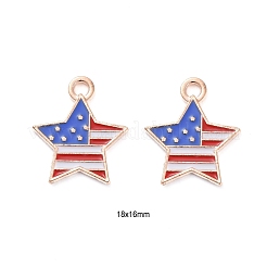 50Pcs Independence Day Light Gold Plated Alloy Enamel Pendants&nbsp;ENAM-LS0001-08LG