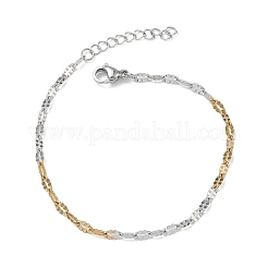 304 Stainless Steel Dapped Chains Bracelets for Women&nbsp;BJEW-D466-08C-GP