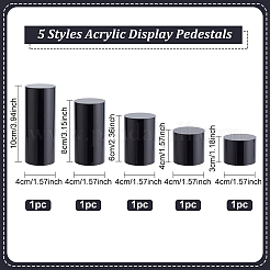 5Pcs 5 Styles Column Opaque Acrylic Jewelry Display Pedestals&nbsp;ODIS-FG0001-63