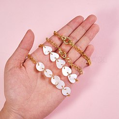 Brass Charm Bracelets & Curb Chain Bracelets Sets&nbsp;BJEW-SZ0001-005G